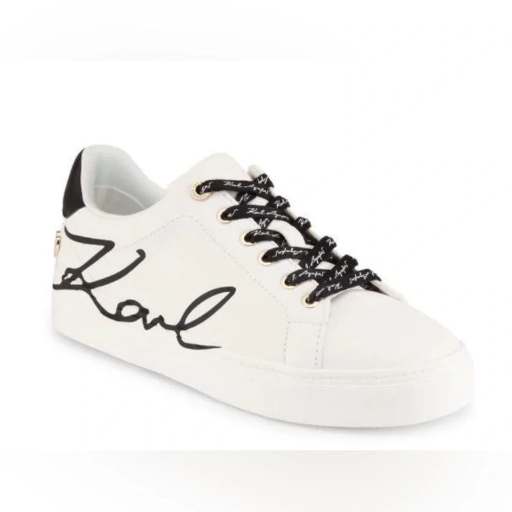 NEW [Karl Lagerfeld] Candace Signature Logo Sneakers Black/White Women’s 6 & 6.5 - Picture 2 of 12